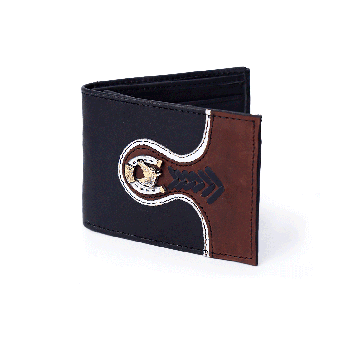 Cartera Vaquera de Piel de Res Negra PE703