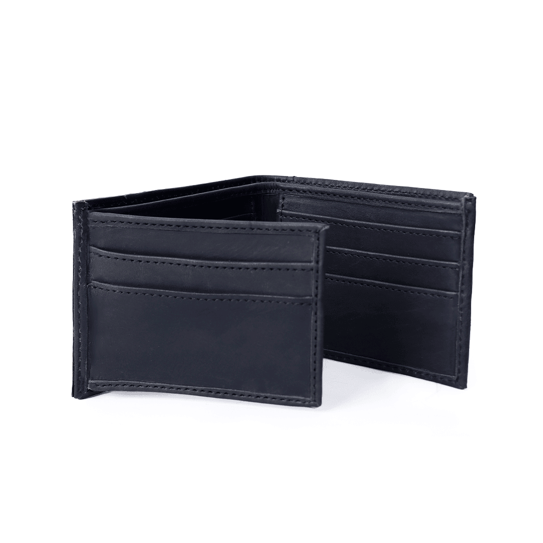 Cartera Vaquera de Piel de Res Negra PE703
