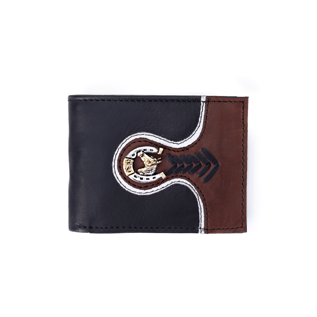 Cartera Vaquera de Piel de Res Negra PE703