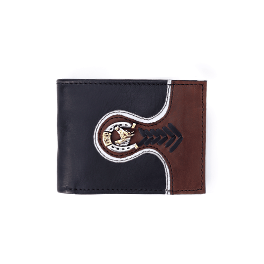 Cartera Vaquera de Piel de Res Negra PE703