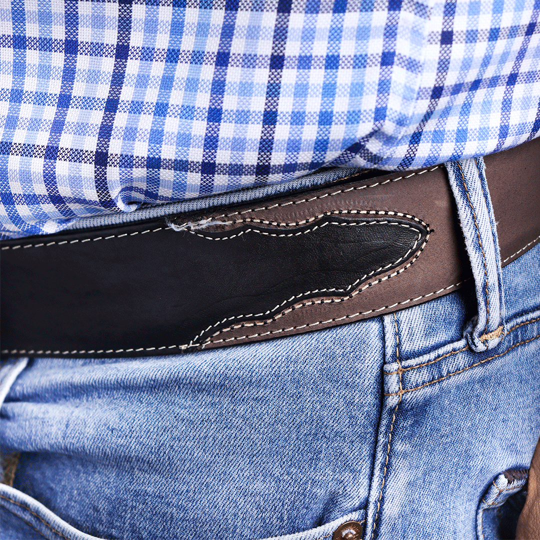 Cinto Bronco Estilo Texano PE474 - Piel Esmeralda