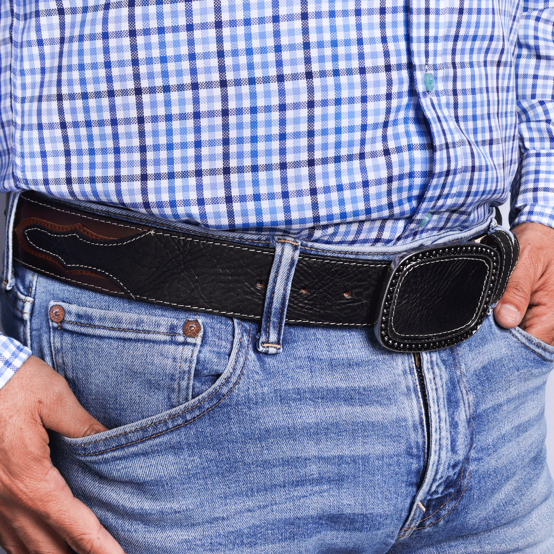 Cinto Llanero Estilo Texano PE475 - Piel Esmeralda