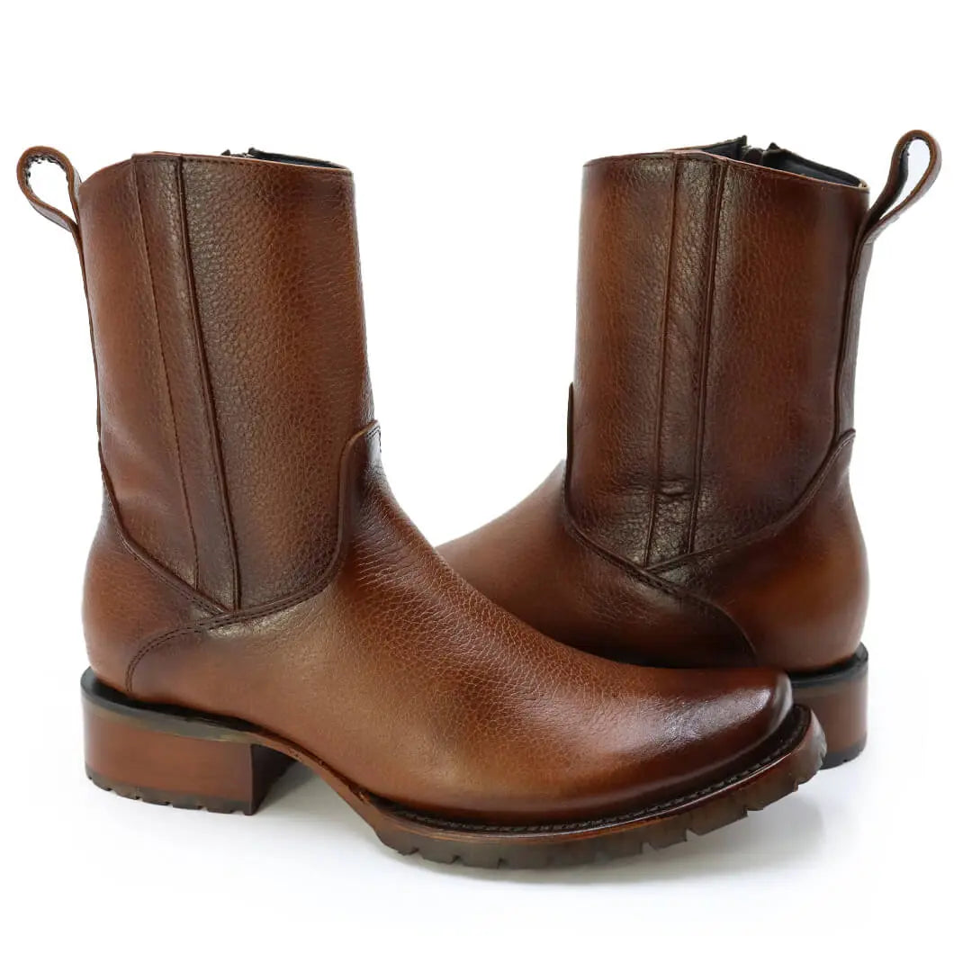 Botín Vaquero de Piel Modelo Ámbar PL103 - Piel Esmeralda