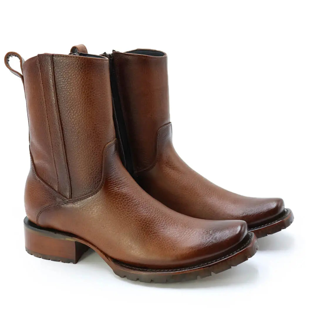 Botín Vaquero de Piel Modelo Ámbar PL103 - Piel Esmeralda