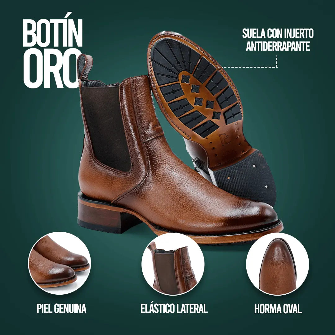Botín Oro de piel original PL102