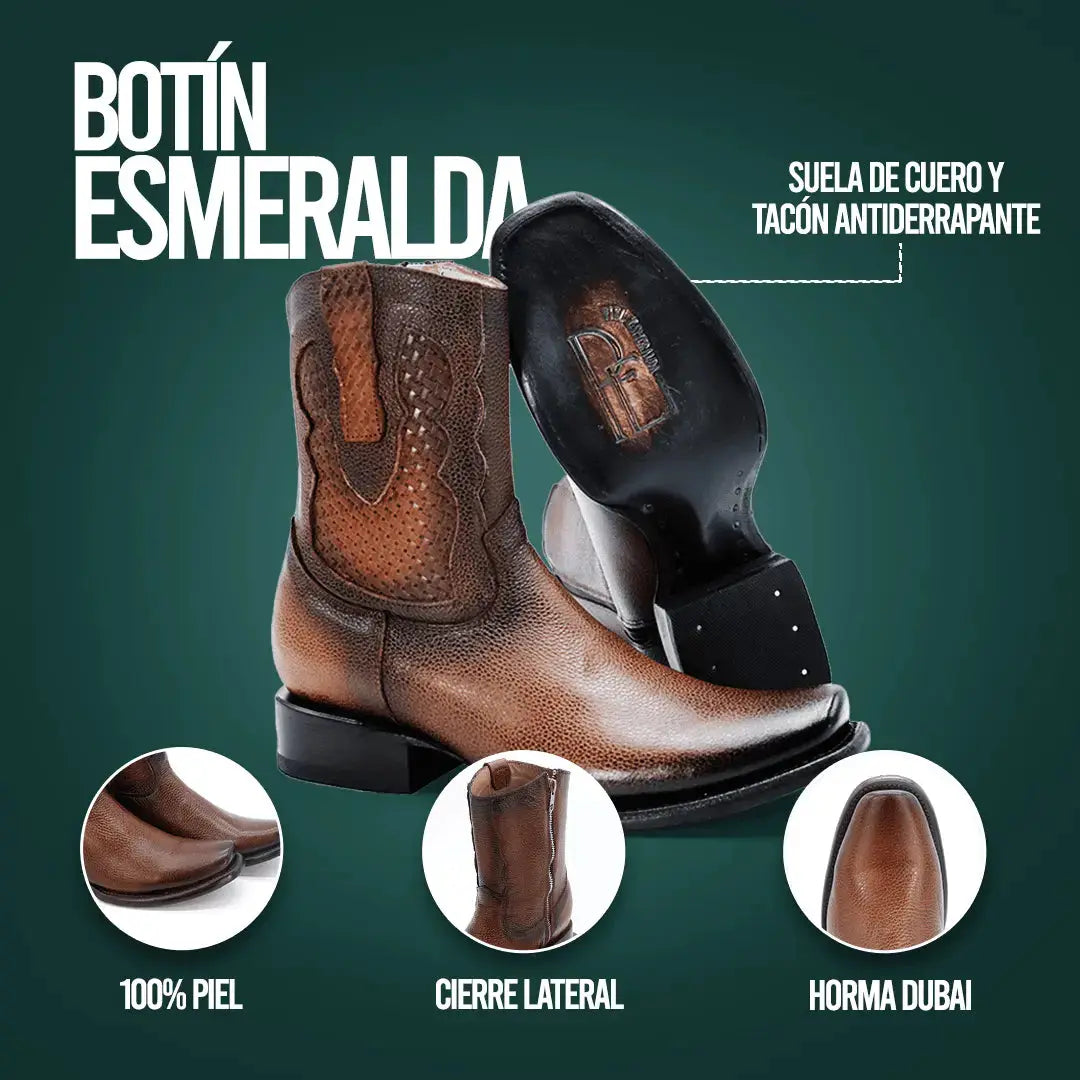 Botín esmeralda de piel original PL106