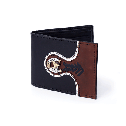 Cartera Vaquera de Piel de Res Negra PE703 