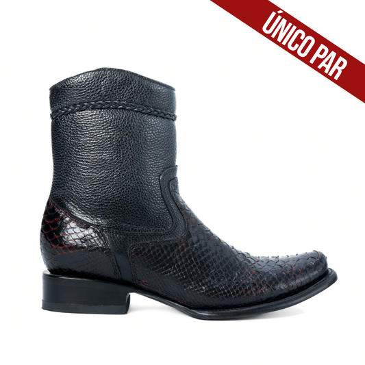 Botín Imperial en Piel de Python Black Cherry - Liquidación
