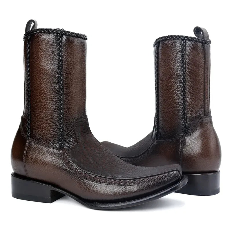 Botín Vaquero De Piel Cuello De Toro Para Hombre