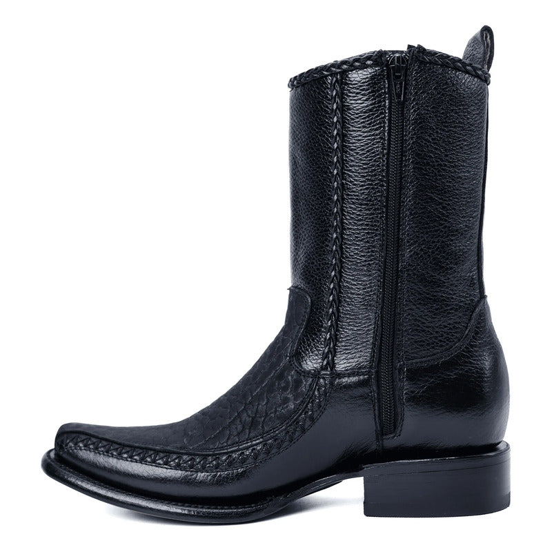 Botín Vaquero De Piel Cuello De Toro Para Hombre
