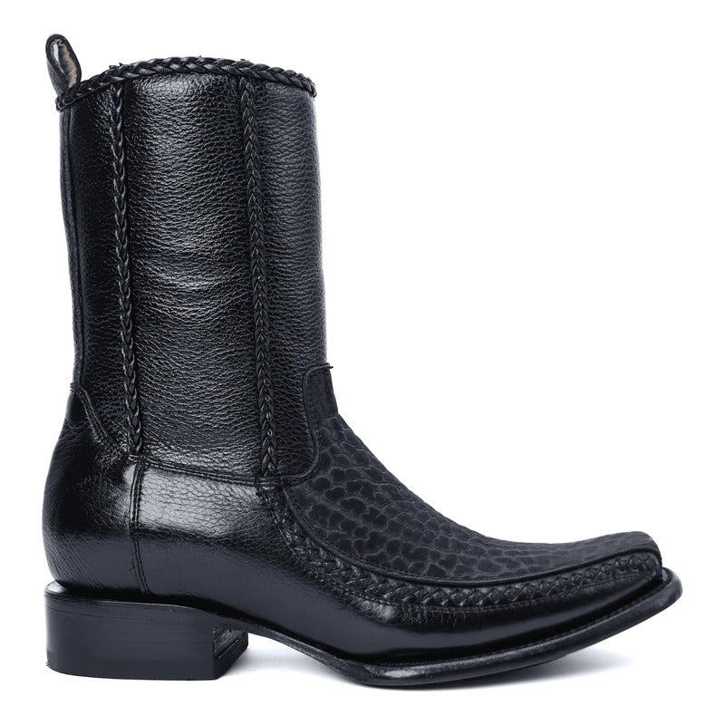 Botín Vaquero De Piel Cuello De Toro Para Hombre