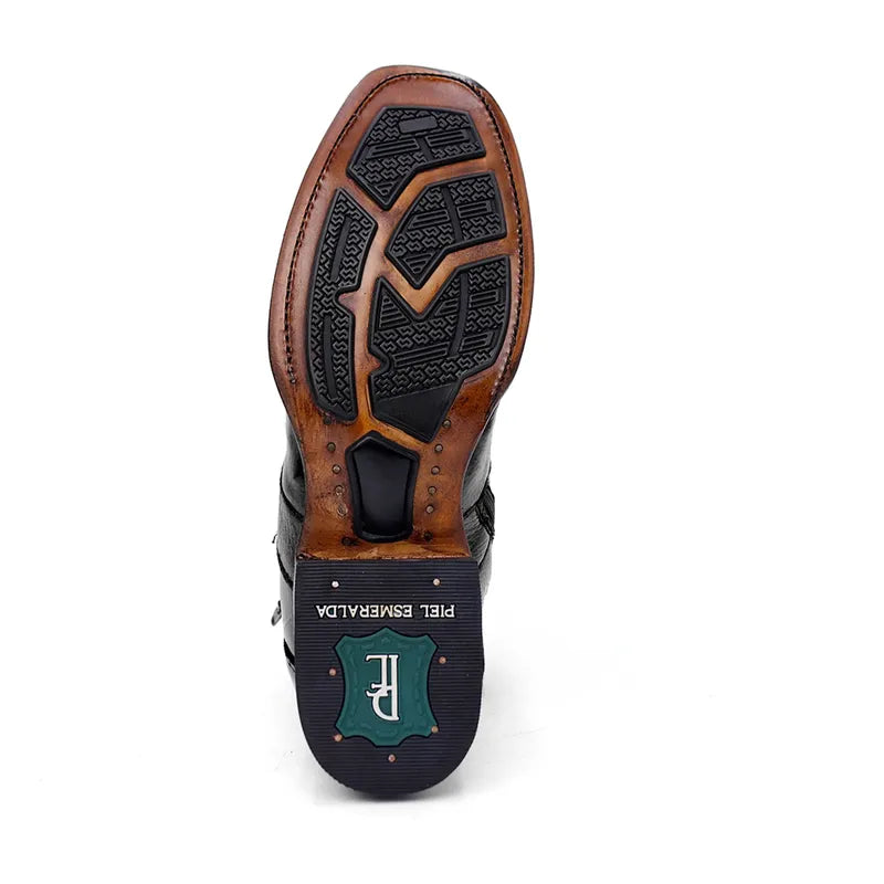 Botín Vaquero De Piel Cuello De Toro Para Hombre