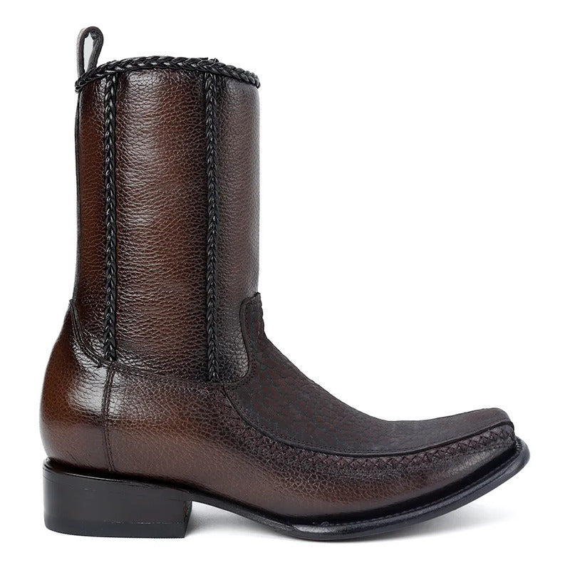 Botín Vaquero De Piel Cuello De Toro Para Hombre