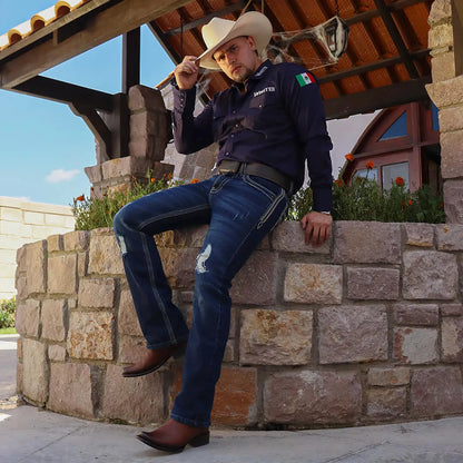 Botín Vaquero Esmeralda En Autentica Piel De Res Para Hombre