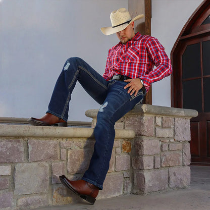 Botín Vaquero Esmeralda En Autentica Piel De Res Para Hombre