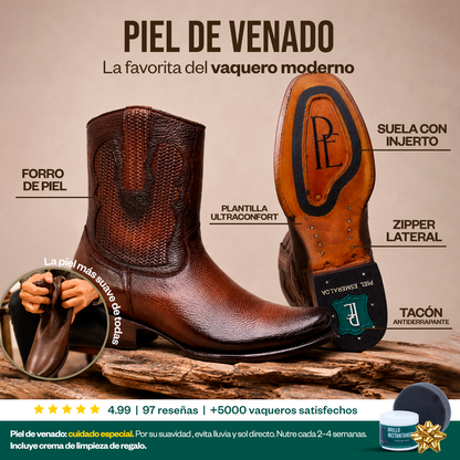 Botín Esmeralda Piel de Venado PL106 - Piel Esmeralda